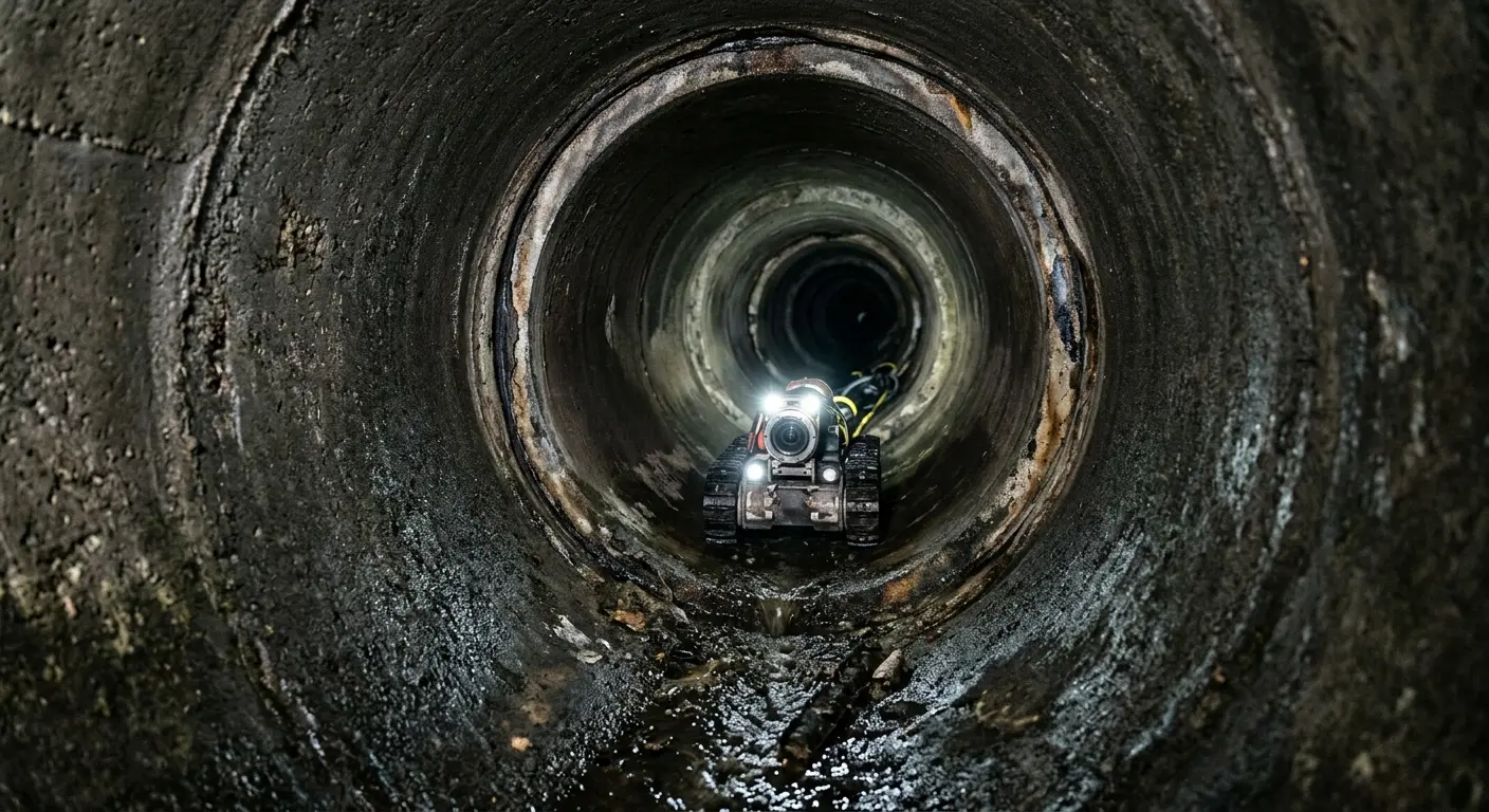 Robotic sewer camera inspecting pipe interior for Drain Snake Service in Chili