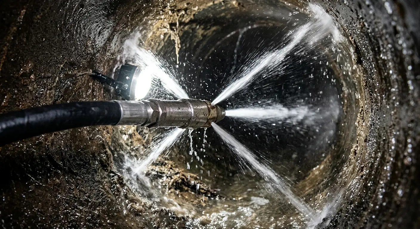 High-pressure hydro jetting nozzle cleaning sewer pipe for Sewer Cleanout in Chili